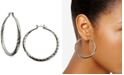 GUESS Silver-Tone 2" Textured Hoop Earrings